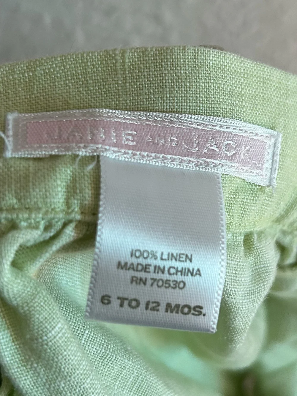 Janie and Jack Linen Vintage Floral halter Romper 6–12 Months Green